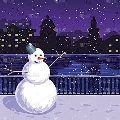 圣诞城市夜景插画