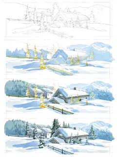 水彩入门｜如何绘制冬日雪景 - 小红书