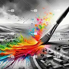 Ai产生的 画笔 画 彩虹 丰富多彩的 自然 镇