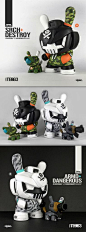 "SRCH  Destroy" & "ARMD  Dangerous" custom Kidrobot Dunny sets by Quiccs!