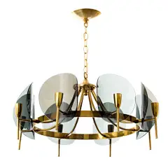 Concave Smoked Lucite Disc Chandelier For Sale