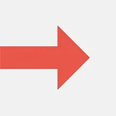 一个纯红色的、指向右侧的箭头符号，箭头为等宽线条构成的几何形状，线条边缘锐利清晰，无任何渐变、阴影或立体效果，背景为纯白色，整体呈现简洁、扁平、高度概括的极简主义风格，箭头占据画面的主要视觉空间，具有明确的方向指示性，无任何文字、LOGO或其他装饰元素。