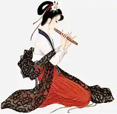 吹笛的古代美女动漫人物
