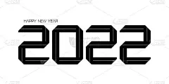 2022新年快乐。2022现代文本向量黑白。