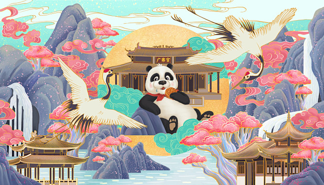 阿福熊x陈周周 中秋礼盒包装插画-古田路...
