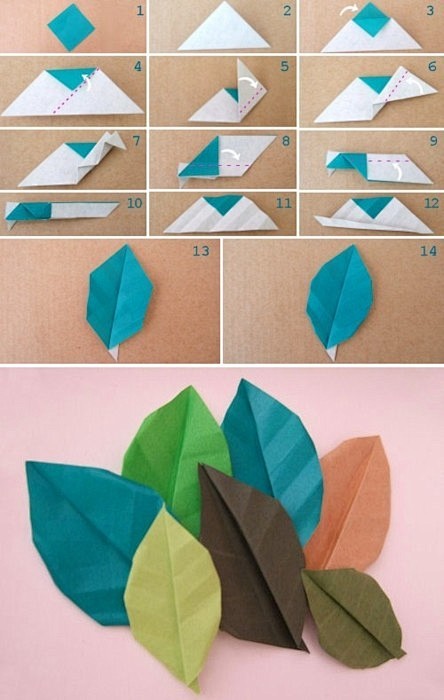 【创意折纸教程】折一片绿叶吧！