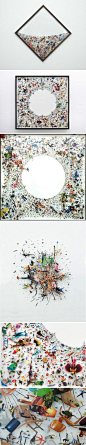 视觉志：【拼贴视觉】新西兰艺术家Peter Madden从废旧书籍上裁剪的图案，创作了这系列的作品。（组图）