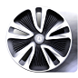 an image of a black and white wheel cover with mercedes logo on the center piece