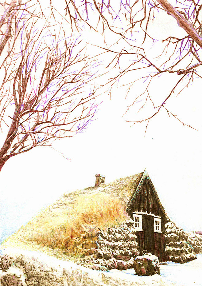 彩铅画风景手绘