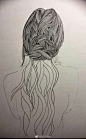 手绘艺术#画画教程# 线描头发画法步骤（图源网络，侵删） ​​​​