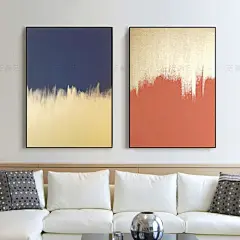 现代艺术挂画北欧式手绘油画红色蓝色金色挂画客厅沙发玄关装饰画-淘宝网