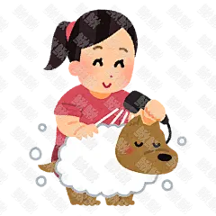 在宠物店洗澡美容的小狗狗猫咪小猫手绘卡通插画手绘png儿童插画免扣素材2