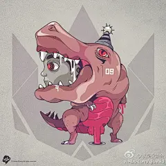 #求是爱插画#中国插画家 veiray zhang 的一组光怪陆离的作品，风格十分独特