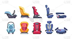 不同年龄段的0 、 1 、 2 、 3个儿童、婴儿、新生儿的婴儿车座位。车辆安全通行的扶手椅、儿童约