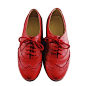 【亲子系列】复古范 vintage 平底真皮单鞋 鲜红正红