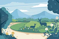 矢量春天背景 【酷图网】矢量春天背景,春天风景壁纸,春天壁纸,绿色背景,大自然,清新,景色,自然季节,春季,四季,插图,卡通,风景地形,