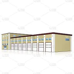 带反射的消防站建筑