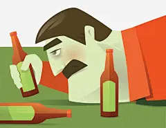 喝醉烦恼插画免抠素材 平面电商 创意素材 png素材