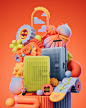 American Tourister 2023 Spring Illustrations : American Tourister approached me to create key visuals for their 2023 Spring collection.The goal was to promote their new spring colors through physical and digital assets that would capture the spring-inspir