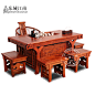 实木茶桌 仿古中式家具 榆木泡茶桌将军台 雕刻功夫茶桌椅组合
 ,