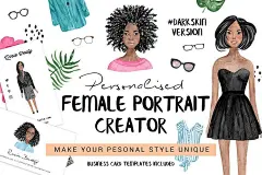 手绘水彩女孩头像装扮图案插图PNG免抠设计素材 Personalised Female Portrait Creator - 南岸设计网 nananps.com
