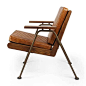 LOFT工业风复古皮质餐椅家用铁艺扶手休闲椅子咖啡椅Jean Prouve-淘宝网