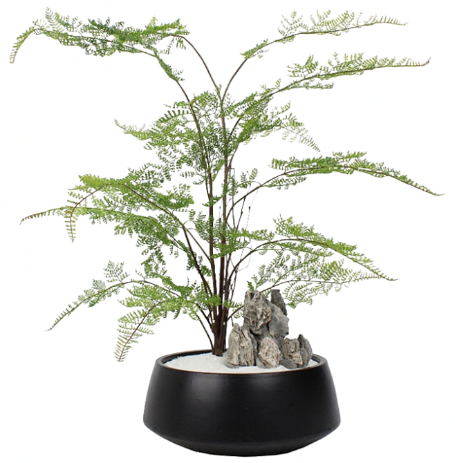 新中式花艺仿真花文竹盆景假山套装玄关客厅...