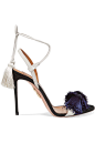 Aquazzura | x Johanna Ortiz 穗饰双色绒面革凉鞋 | NET-A-PORTER.COM