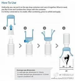 【创意设计】I-Drop眼药水滴管工具，其实就是一个 两脚支架，方便我们撑开上下眼皮，无需用手去扒，如此 就解决了不卫生引起的细菌感染的问题。 ​​​​