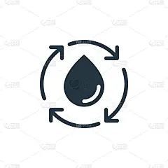 水循环图标。字形水循环图标用于网站设计和移动，应用程序开发，打印。水循环图标从充满生态象形文字收集孤