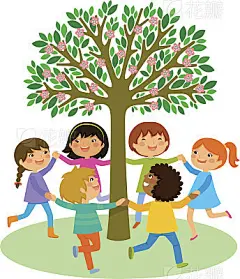 kids dance around a tree