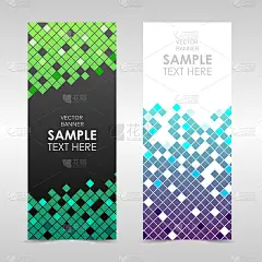 矢量旗帜与彩色方块