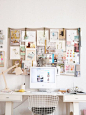 Hanging all important papers and pictures on a cute corkboard above your desk is a nice way display your inspirations: 