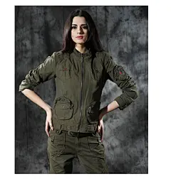 自由骑士户外服装军迷休闲女装夹克立领军绿 短款修身外套春秋 女-tmall.com天猫