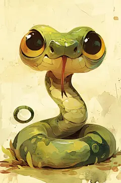 AI数字艺术蛇年可爱小青蛇插画