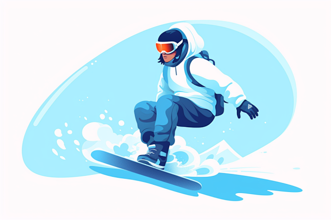 冬季冬天卡通滑雪运动人物插画