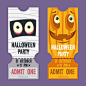 Cute halloween tickets flat design Free Vector