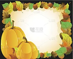 南瓜在秋天的叶子背景