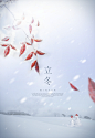 冬日节气 立冬美景 红叶飘雪 冬季海报设计PSD tid210t001453