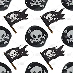 无缝图案设计表面黑标签盗版符号。