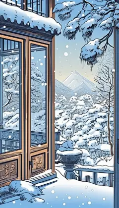 中式古风小雪风景插画二十四节气小雪插画