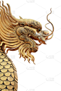 龙,部分,白色背景,垂直画幅,无人,符号,巨大的,泰国,华丽的,雕塑