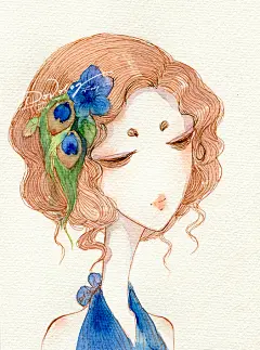 COCO-孔雀蓝 #水彩# #Dodolog原创插画# #COCO&amp;JO#