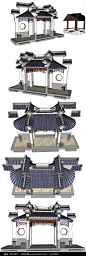 古典亭牌楼大门SU模型图片