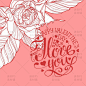 [编号233]love米粉色玫瑰花镂空线条花朵轮廓矢量AI卡片设计素材-淘宝网