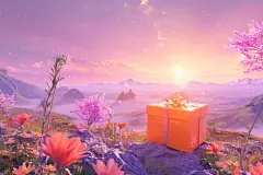 自然风景通用礼盒电商模型