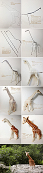 【教程】羊毛毡立体长颈鹿制作教程~（via：宝妈Joyce ） #采集大赛#