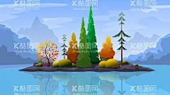 风景插画  - 源文件下载【酷图网】户外,风景,插画,手绘,公路,蓝天白云,草地,山路,水泥路,花草,远山,自然风光,游玩,出行,绿色,蓝色,