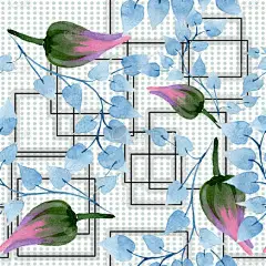 装饰花卉植物花。水彩背景插图集。水彩画时尚水族馆隔离。无缝的背景模式。织物壁纸打印纹理.