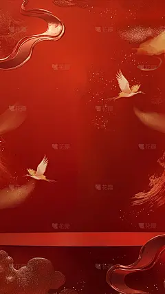 年货节奢华国风仙鹤金箔背景